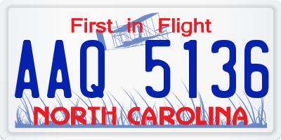 NC license plate AAQ5136