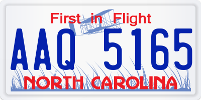 NC license plate AAQ5165