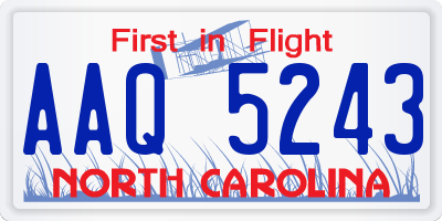 NC license plate AAQ5243