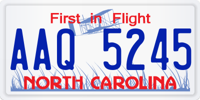 NC license plate AAQ5245