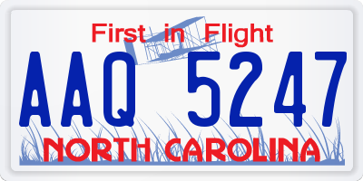 NC license plate AAQ5247