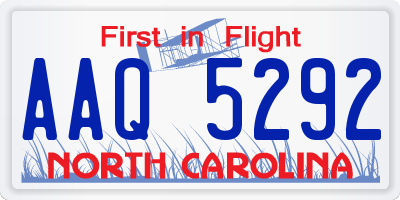 NC license plate AAQ5292