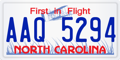 NC license plate AAQ5294