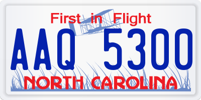 NC license plate AAQ5300
