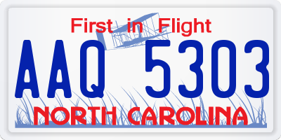 NC license plate AAQ5303