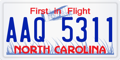 NC license plate AAQ5311
