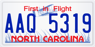 NC license plate AAQ5319