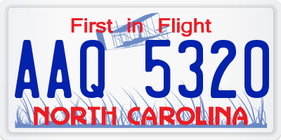NC license plate AAQ5320