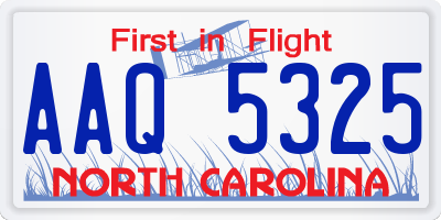 NC license plate AAQ5325