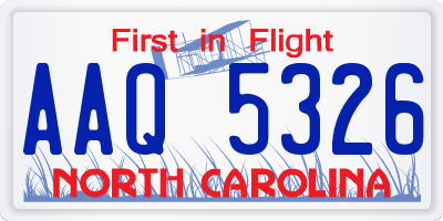 NC license plate AAQ5326