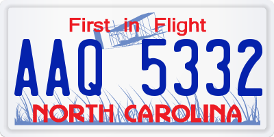 NC license plate AAQ5332