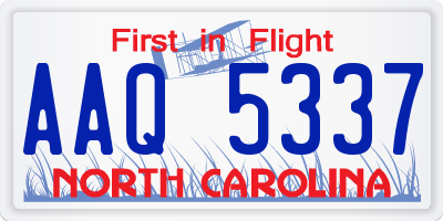 NC license plate AAQ5337