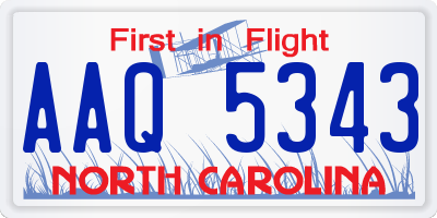 NC license plate AAQ5343