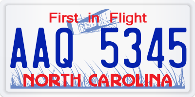 NC license plate AAQ5345