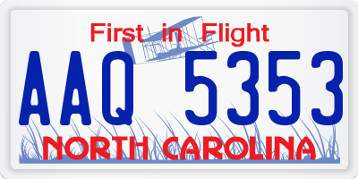 NC license plate AAQ5353