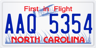NC license plate AAQ5354