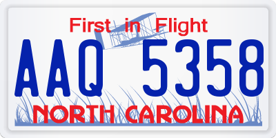 NC license plate AAQ5358