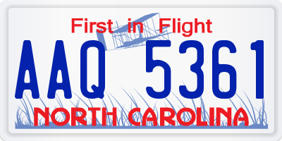 NC license plate AAQ5361