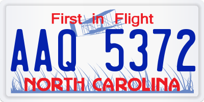 NC license plate AAQ5372