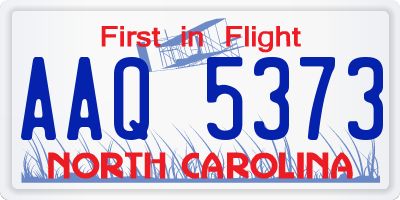 NC license plate AAQ5373