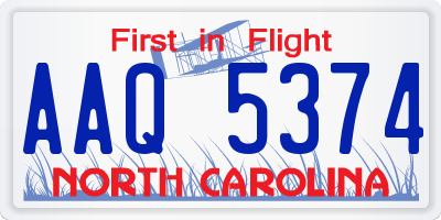 NC license plate AAQ5374