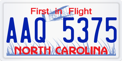NC license plate AAQ5375
