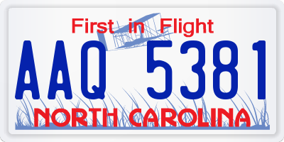 NC license plate AAQ5381