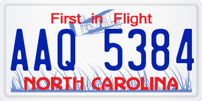 NC license plate AAQ5384