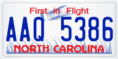 NC license plate AAQ5386