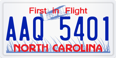 NC license plate AAQ5401