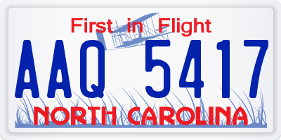 NC license plate AAQ5417