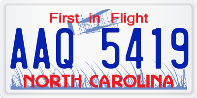 NC license plate AAQ5419