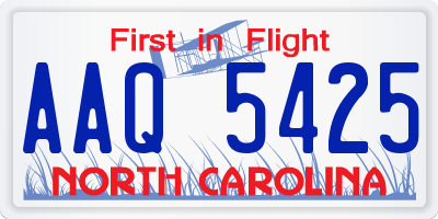 NC license plate AAQ5425