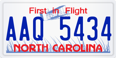 NC license plate AAQ5434