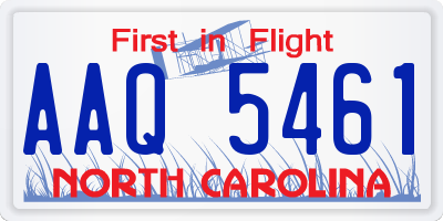 NC license plate AAQ5461