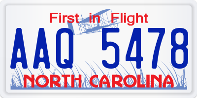 NC license plate AAQ5478