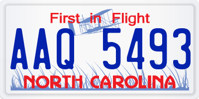 NC license plate AAQ5493