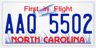 NC license plate AAQ5502