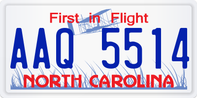 NC license plate AAQ5514