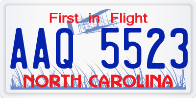 NC license plate AAQ5523