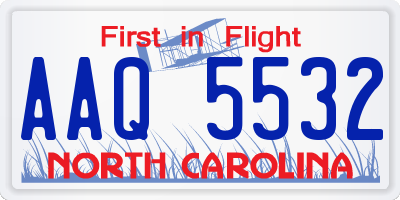 NC license plate AAQ5532
