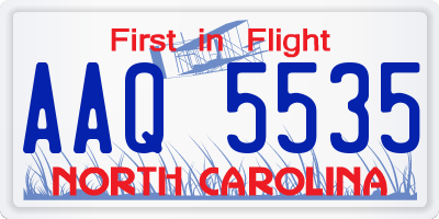 NC license plate AAQ5535