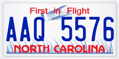 NC license plate AAQ5576