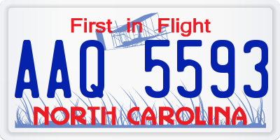NC license plate AAQ5593