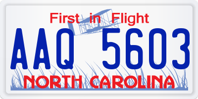 NC license plate AAQ5603