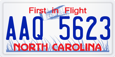 NC license plate AAQ5623
