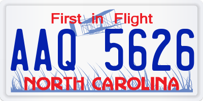 NC license plate AAQ5626