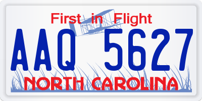 NC license plate AAQ5627