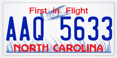 NC license plate AAQ5633