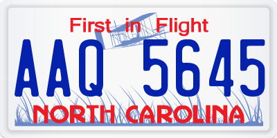 NC license plate AAQ5645